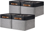 DULLEMELO Canvas Storage Bin with Handles, Fabric Bins for Shelves, Bedroom, Office,Nursery,Fabric Storage Baskets for Toys, 