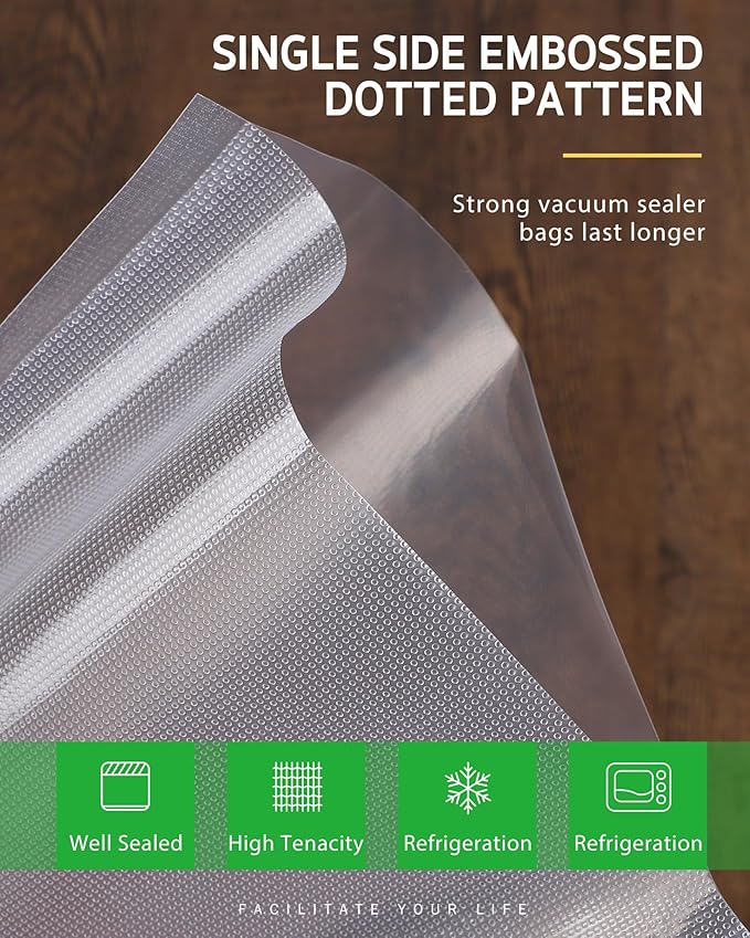 Syntus Vacuum Sealer Bags for food, 2 Pack 8" x 20' Commercial Grade Bag Rolls, Food Vac Bags for Storage, Meal Prep or Sous 