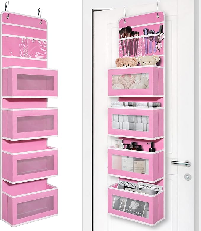 Giraffe Creation Over Door Organizer with 4 Large Capacity Pockets, Hanging Organizer Storage for Closet Bathroom Nursery Bed