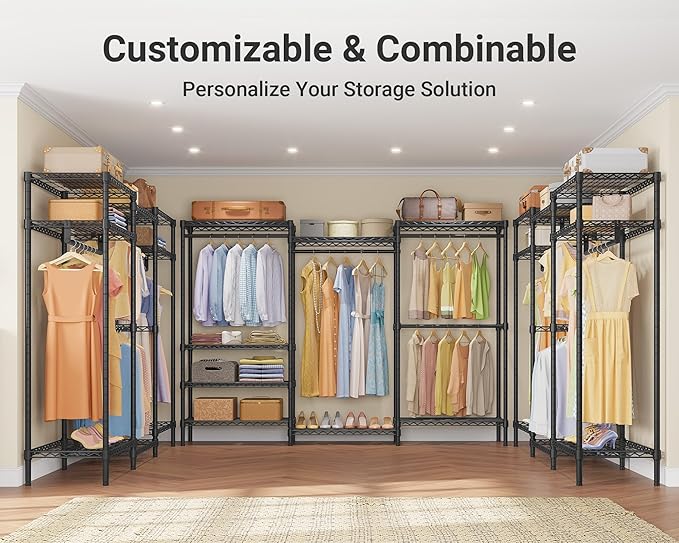 VIPEK V5 Plus Large Portable Closet Rack Freestanding Wardrobe Closet, Multi-Functional Clothes Rack Heavy Duty Metal Clothin