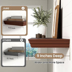 Axeman 36 Inch Floating Shelves for Wall, 9.3" Deep Crown Molding Wood Display Shelf with Heavy Duty Invisible Brackets for L