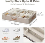 StorageWorks Shoe Organizer for Closet, Fits up to 24 Pairs, 2-Pack Ultra-thick Fabric Under Bed Shoe Storage Containers with