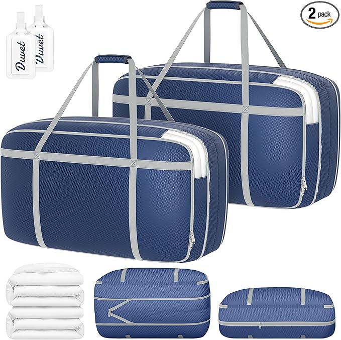 DIMJ Compression Moving Bags - Extra Large Heavy Duty Comforter Storage Bag with Window, Packing Totes with Strong Handles & 