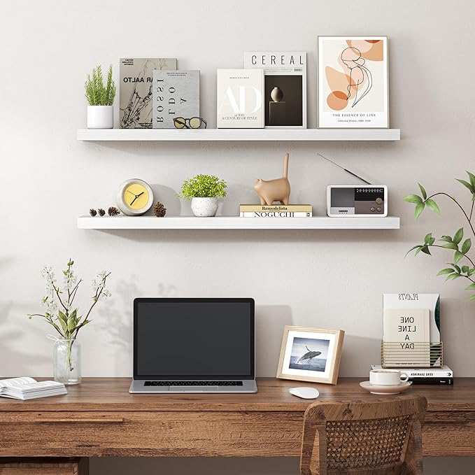 Heimlove 36 Inch Floating Shelves for Wall,Mounted Storage & Display Wood Shelves with Invisible Brackets,Hanging Shelf for B