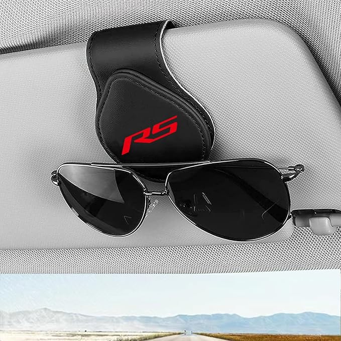 Sunglasses Holder for Car, Leather Glasses Frame, Eyeglass Hanger Card Clip for Car Sun Visor,Sunglasses Holder Compatible with Chevy Camaro RS Visor