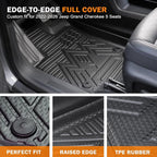 KUST Floor Mats Set for 2022-2026 Jeep Grand Cherokee 5 Seats (Include 4XE, Not for WK & L), Cargo Trunk Liner with Backrest Mat All Weather Car Mats Accessories TPE Rubber Raised Edge