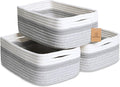 NaturalCozy 11.8"x8"x4.5” Storage Baskets for Shelves 3 Pack | Cotton Rope Woven Small Baskets for Organizing | Small Storage