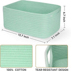 3-Pack Storage Baskets for Organizing | Woven Shelf Toy Basket | Rope Baskets for Gifts Empty | Closet Organizer Bins with Ha