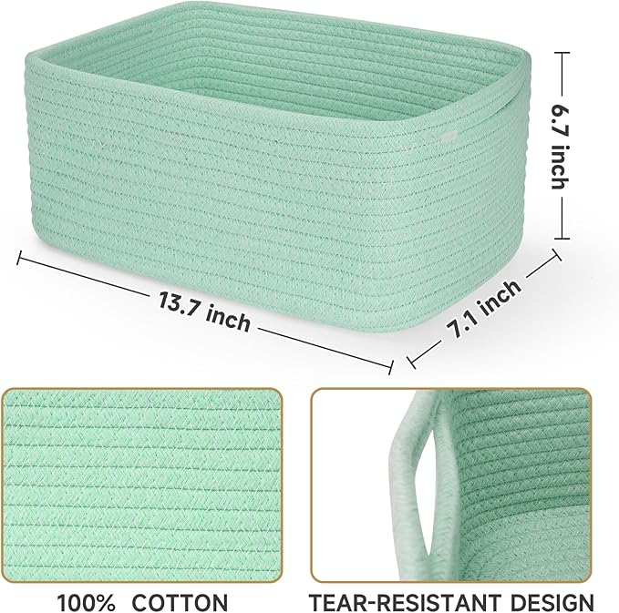 3-Pack Storage Baskets for Organizing | Woven Shelf Toy Basket | Rope Baskets for Gifts Empty | Closet Organizer Bins with Ha