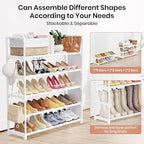 VILICK Shoe Rack for Closet Shoe Organizer Space Saver Storage for 20-25 Pair Shoe Shelf with Hook and Side Pocket Free Stand