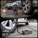 Cordless Tire Inflator Portable Air Compressor, 150PSI with Power Bank Function, Large LED Screen, Auto Shut-Off, 10 FT Car Cord & Type-C Cable for Car Motorcycle Bike Ball
