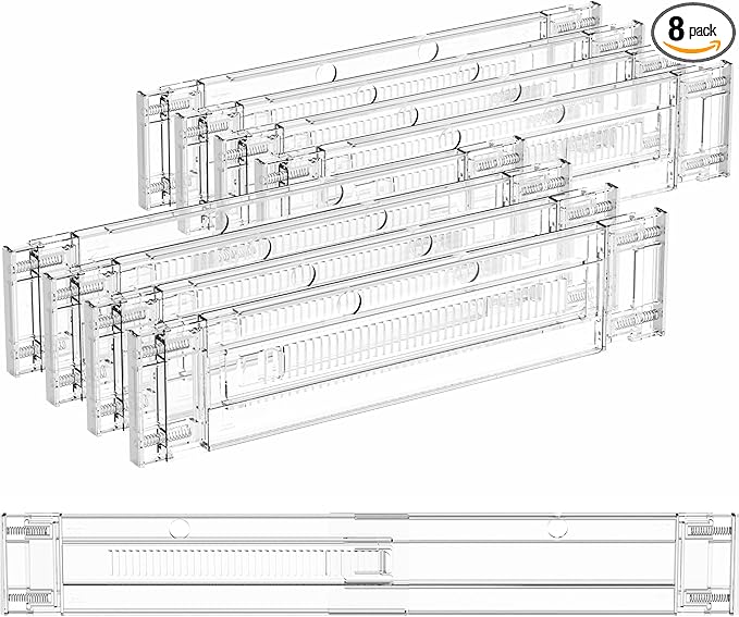 Yieach 8 Pack Clear Expandable Deep Drawer Separators From 15 to 21'' - 3.2 Inch Tall Acrylic Drawer Dividers for Clothes,Dre