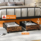 Under Bed Storage with Wheels, Wooden Under Bed Drawers On Wheels, Rolling Under Bed Shoe Storage, Space Saving, Rustic Brown