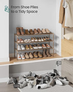 SONGMICS Shoe Rack, 3-Tier Shoe Organizer, Metal Storage Shelf, Upright or Upside Down, for 16-20 Pairs, Stackable, for Entry