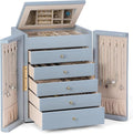 Dajasan Large Jewelry Organizer Box with Mirror, Jewelry Storage Organizer with 5 Drawers, 6-Tier Jewelry Gift Box for Women,