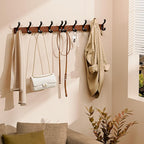 Solid Wood Wall Mounted Coat Rack, Heavy Duty 5 Hook Wooden Hanger with Metal Hooks for Hanging Hats, Coats, Towels, Backpack