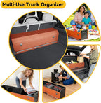 Car Trunk Organizer, Collapsible Sturdy Trunk Storage Container with Lid and Handle Large Leather Car Trunk Storage (Orange, 39