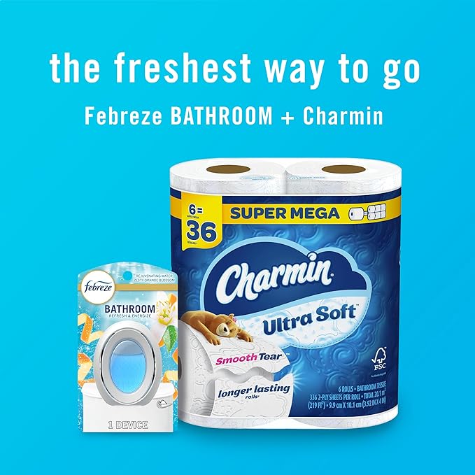 Febreze Bathroom Air-Freshener, Odor-Fighting, Plug In Alternative, Air-Fresheners for Home, Bathroom, & Kitchen, Closet, Pet