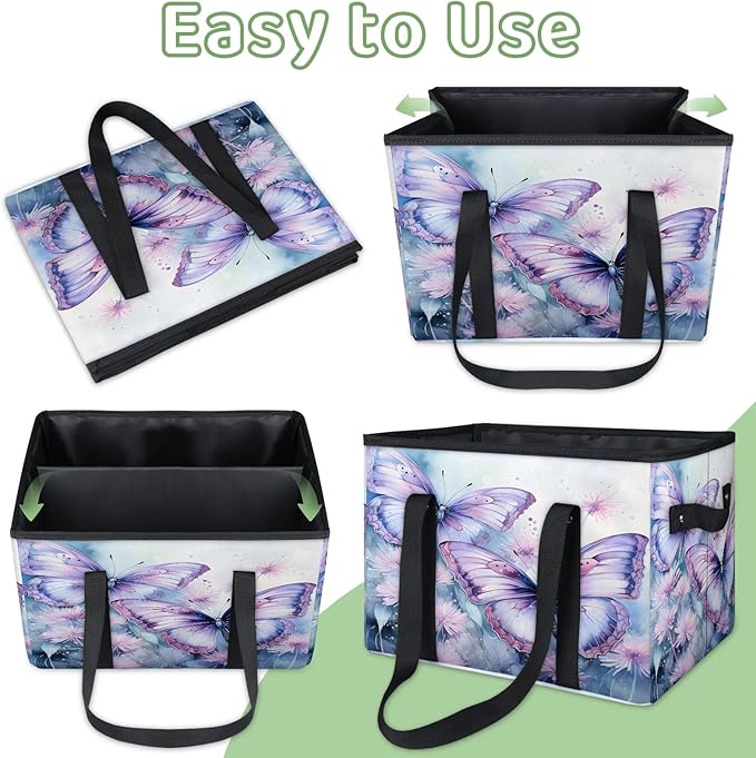 Reusable Grocery Bags Heavy Duty Shopping Bags Foldable Large Tote Bags with Long Handles & Hard Bottom