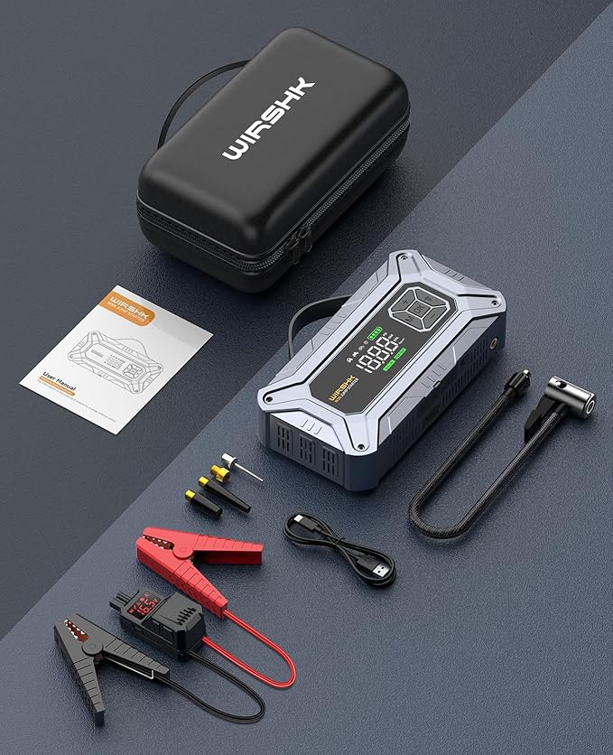 Jump Starter with Air Compressor, 8000A 160PSI Car Jump Starter (8.0 Gas/10.0L Diesel), 12V Battery Jump Starters, Portable