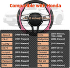 NBTEPEM Customized Auto Car Steering Wheel Cover for Honda Accord, Civic, CR-V, HR-V, Pilot, Microfiber Leather Sport Steerin