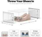 SEE SPRING 12 Pack Shoe Storage Box, Clear Plastic Stackable Shoe Organizer for Closet, Space Saving Foldable Shoe Rack Sneak