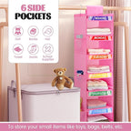 2 Pack 6-Shelf Weekly Clothes Organizer for Kids, Hanging Daily Closet Organization with 6 Side Pockets, Days of The Week Clo