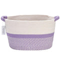 Hinwo Oval Cotton Rope Storage Basket Collapsible Nursery Storage Box Container Organizer with Handles, 13 x 10 inches, Off W