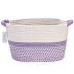 Hinwo Oval Cotton Rope Storage Basket Collapsible Nursery Storage Box Container Organizer with Handles, 13 x 10 inches, Off W