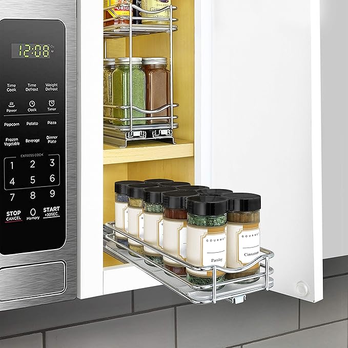 LYNK PROFESSIONAL® Pull Out Spice Organization for Cabinets - 4-3/8 inch Wide – Spice Rack for Inside Cabinets, Slide Out Spi