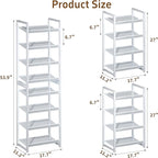 8 Tier Narrow Shoe Rack, Stackable Metal Shoe Storage, Holds 16-20 Pairs, Vertical Shoe Organizer for Garage Closet Entryway,