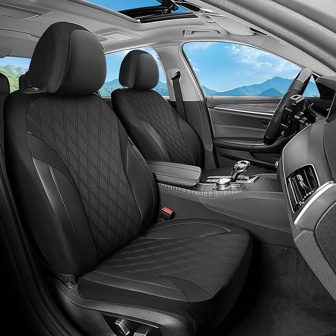 FLORICH Car Seat Covers Front Seat, Leather Seat Covers for Cars Breathable, Car Seat Protector Waterproof, Universal Automot