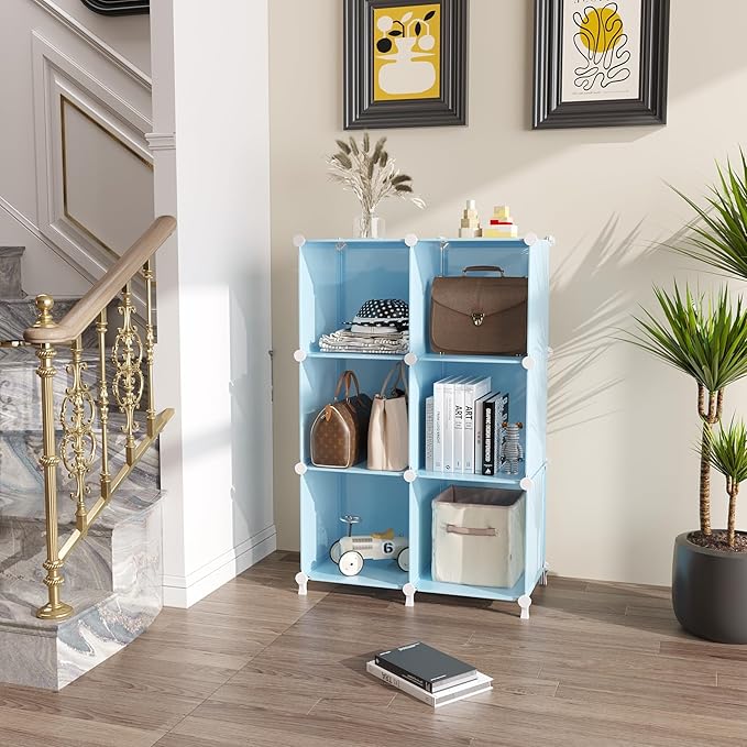 AWTATOS Cube Storage Organizer Protable Closet Organizers and Storage for Kids DIY Stackable 6 Cubes Storage Shelves Clothes 