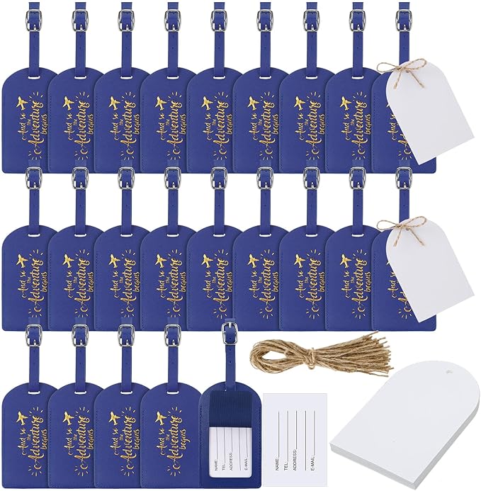 Amylove Bulk Luggage Tags Wedding Favors Adventure Begins Luggage Tags for Guests Travel Tag for Suitcase Bridal Gift 24 Pack
