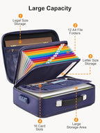 SMARTAKE Fireproof Document Box with Lock, Hard Case Waterproof Safe Box File Organizer, for Important Documents Papers Passp