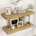 Floating Shelves for Wall, 30" W x 12" D x 2" H, 2 Pack of Long Wall Mounted Engineered Wood Shelves with Invisible Brackets 