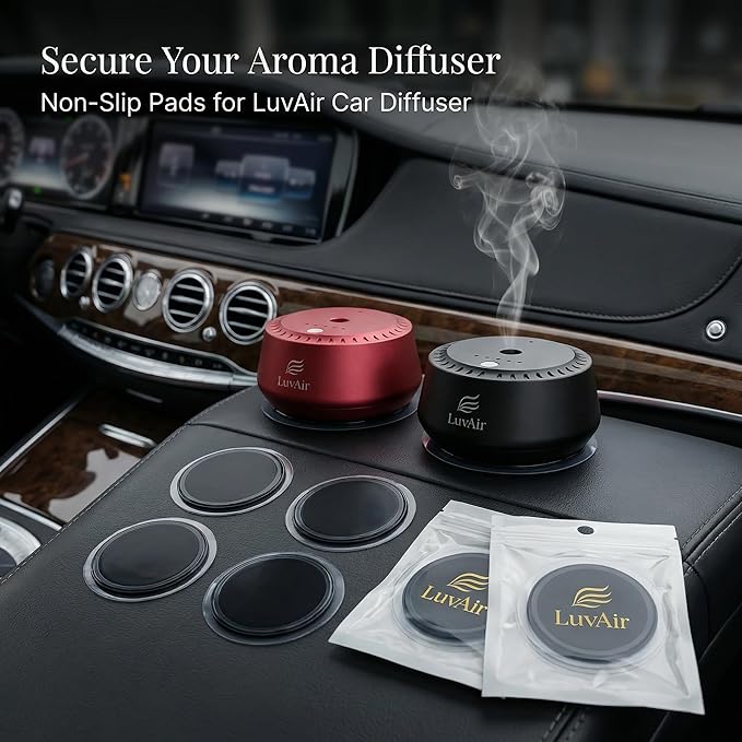 LuvAir Non Slip Pad for Car Dashboard – 4 Pack Anti Slip Grip Pads for Car Aroma Diffuser, Phone, GPS & Small Devices, Reusab