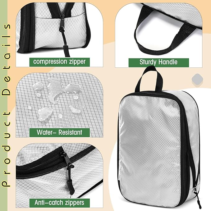5 Pack Compression Packing Cubes for Travel Space Saving Cubes Luggage Organizer for Suitcase(Gray,L)