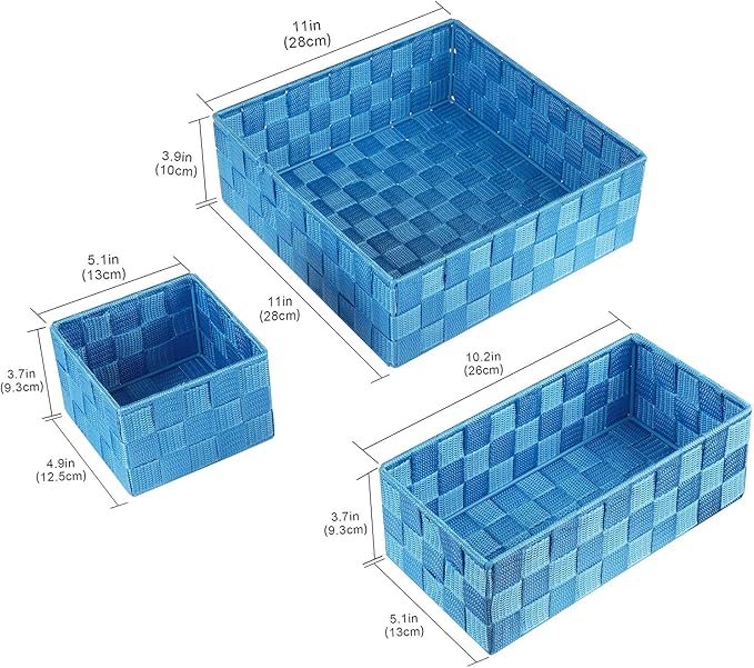 Posprica Woven Storage Baskets for Organizing, Small Black Baskets Cube Bin Container Tote Organizer Divider for Drawer, Clos