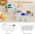Citylife 17 QT Plastic Storage Bins Clear Storage Box with Lids Multipurpose Stackable Storage Containers for Organizing Tool