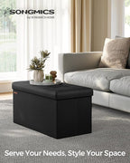 SONGMICS Mazie Collection - 30 Inches Folding Storage Ottoman Bench, Ottoman Foot Rest, End of Bed Bench, Storage Chest, Load