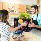 Reusable Grocery Bags Heavy Duty Shopping Bags Foldable Large Tote Bags with Long Handles & Hard Bottom