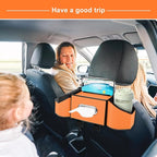 7-In-1 Car Seat Back Organizer with Cup Holders, Tissue Box, Garbage Can&Hooks, Multifunctional Headrest Storage Organizer, Headrest Cup Holder for Backseat, Car Accessories for Trips, Travels(Orange)