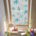 Niviy Christmas Window Clings, Stained Glass Window Film for Xmas Decals Holiday Snowflake Christmas Home Office Decorations for Indoor Outdoor (16.93 x 39.37inch)