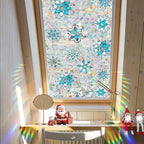 Niviy Christmas Window Clings, Stained Glass Window Film for Xmas Decals Holiday Snowflake Christmas Home Office Decorations for Indoor Outdoor (16.93 x 39.37inch)