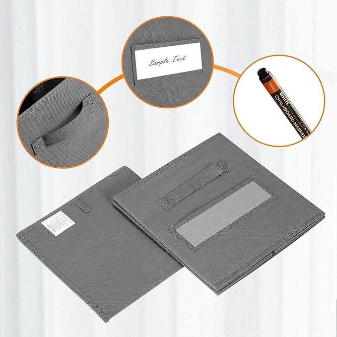 artsdi 13x13x13 storage cube bins (Set of 10) Fabric storage cubes with 10 Labels Window Cards & a Pen, storage cubes 13x13, 