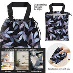 Car Trash Bag Large Hanging Can for Back of Seat, Cute Waterproof Car Garbage Bag for Vehicle, Travelling, Outdoor Cute Blue Black Leaf