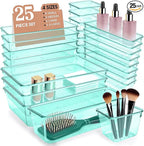 Kitchen Desk Drawer Organizers Storage for Office, Small Acrylic Vanity Trays Makeup for Drawer Bathroom Plastic Make up Orga