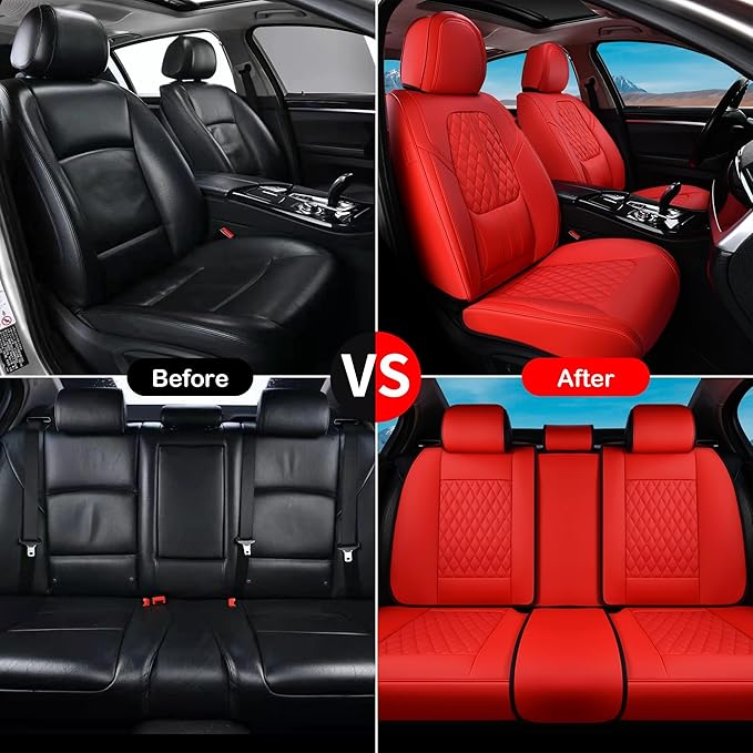 Coverado Seat Covers, Car Front Seat Covers with Backrest, Nappa Leather Car Seat Protectors,Waterproof &Breathable,Anti-Slip