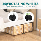 Wisuce Bamboo Under Bed Storage Containers- Underbed Organizer with Wheels with Large Dust Bag,Sturdy Wood Rolling Under the 